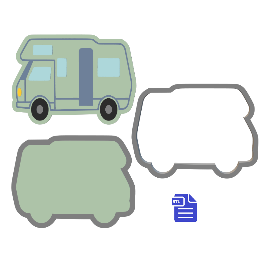3pc Camper Van Bath Bomb Mold STL File - for 3D printing - FILE ONLY - The Crafts and Glitter Shop