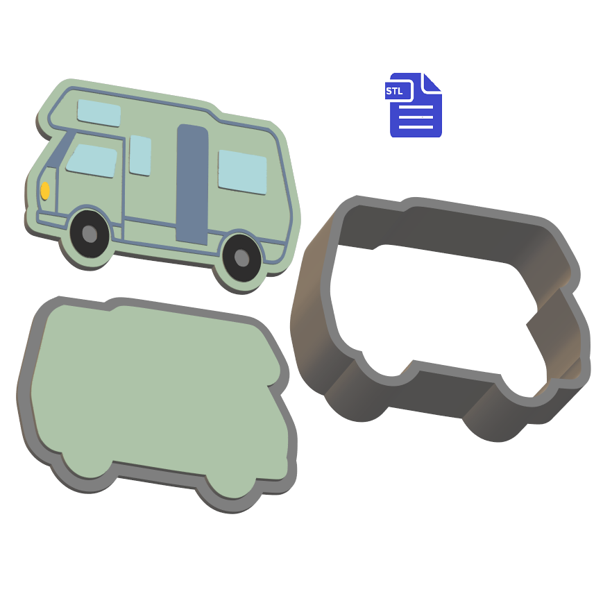 3pc Camper Van Bath Bomb Mold STL File - for 3D printing - FILE ONLY - The Crafts and Glitter Shop