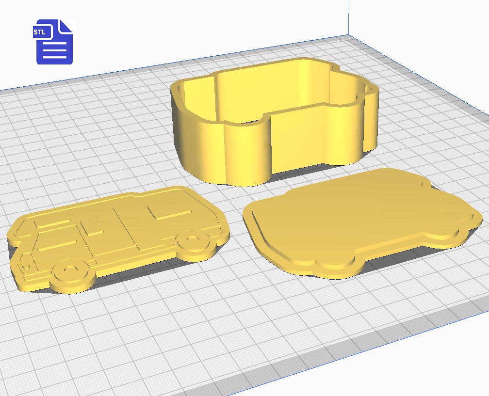 3pc Camper Van Bath Bomb Mold STL File - for 3D printing - FILE ONLY - The Crafts and Glitter Shop