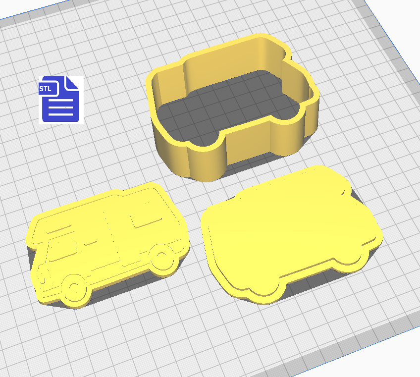 3pc Camper Van Bath Bomb Mold STL File - for 3D printing - FILE ONLY - The Crafts and Glitter Shop