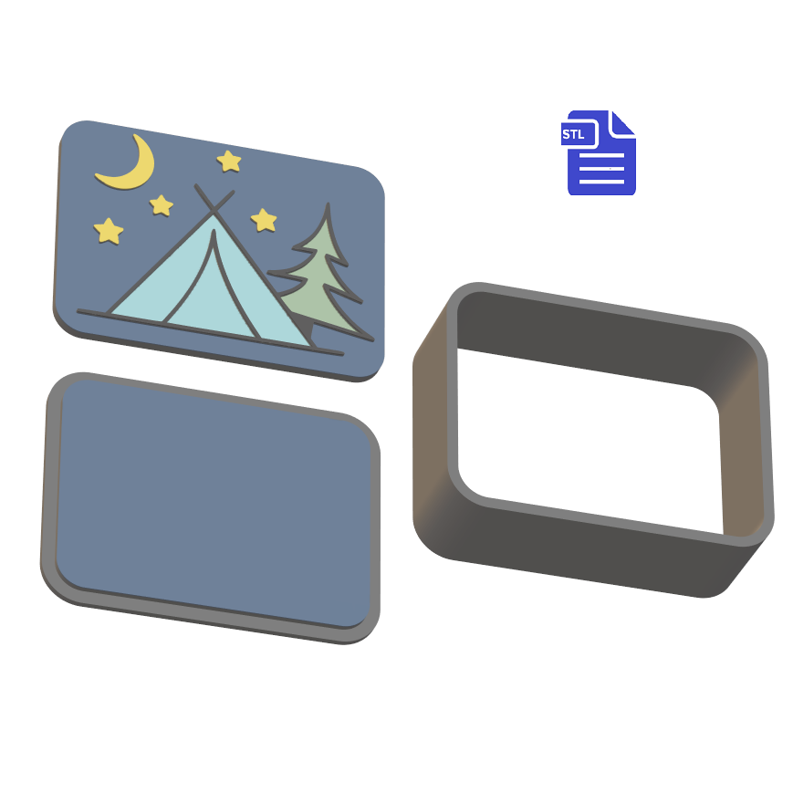3pc Moonlight Camping Bath Bomb Mold STL File - for 3D printing - FILE ONLY - The Crafts and Glitter Shop
