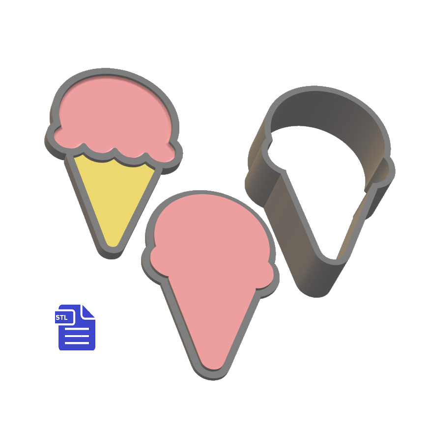 3pc Ice Cream Cone Bath Bomb Mold STL File - for 3D printing - FILE ONLY - The Crafts and Glitter Shop
