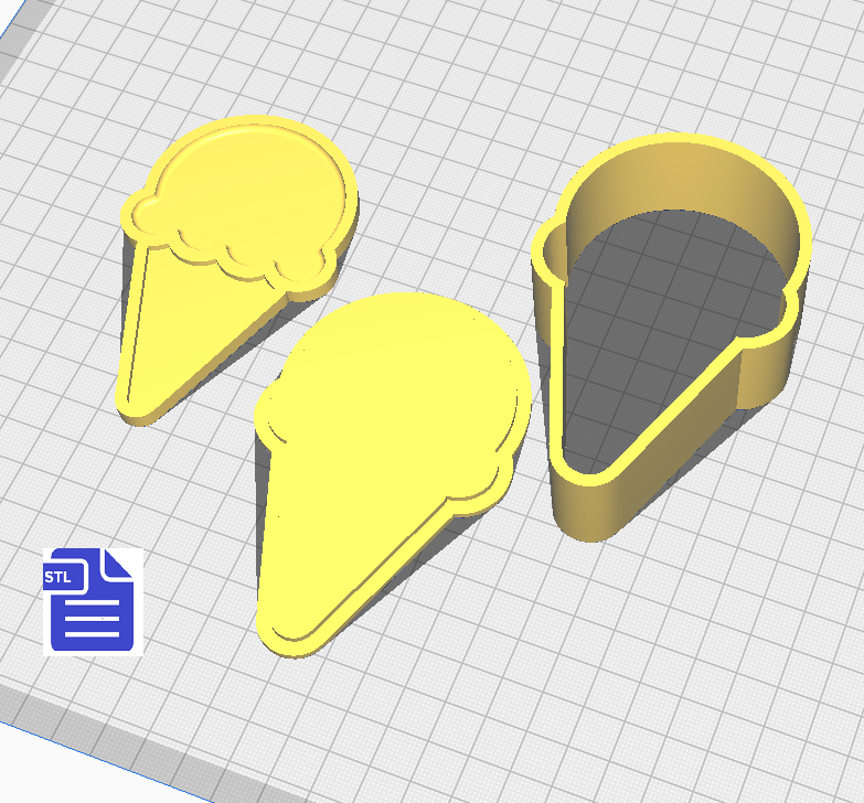 3pc Ice Cream Cone Bath Bomb Mold STL File - for 3D printing - FILE ONLY - The Crafts and Glitter Shop
