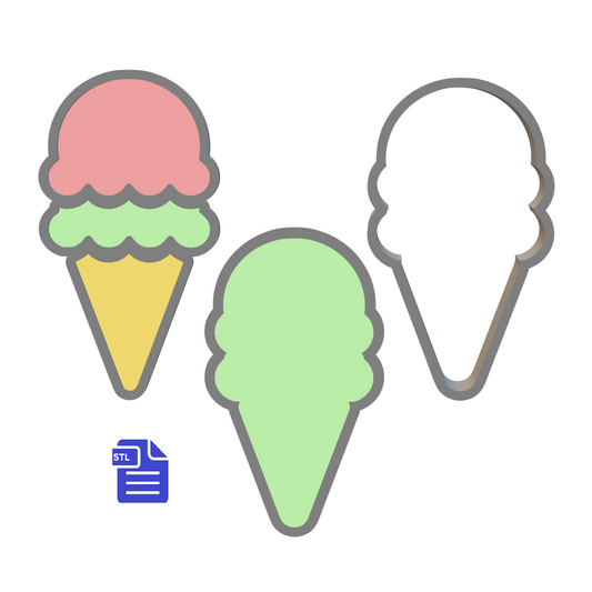 3pc Double Scoop Ice Cream Cone Bath Bomb Mold STL File - for 3D printing - FILE ONLY - The Crafts and Glitter Shop
