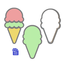 Load image into Gallery viewer, 3pc Double Scoop Ice Cream Cone Bath Bomb Mold STL File - for 3D printing - FILE ONLY