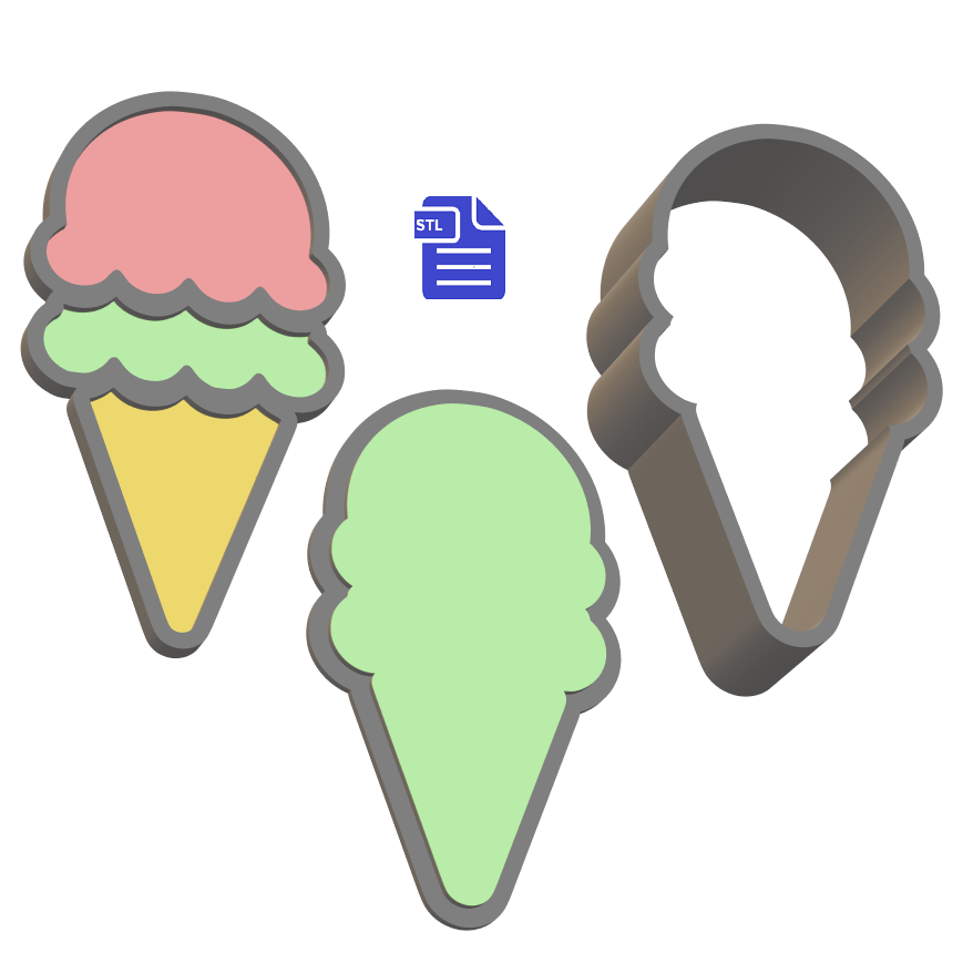 3pc Double Scoop Ice Cream Cone Bath Bomb Mold STL File - for 3D printing - FILE ONLY - The Crafts and Glitter Shop