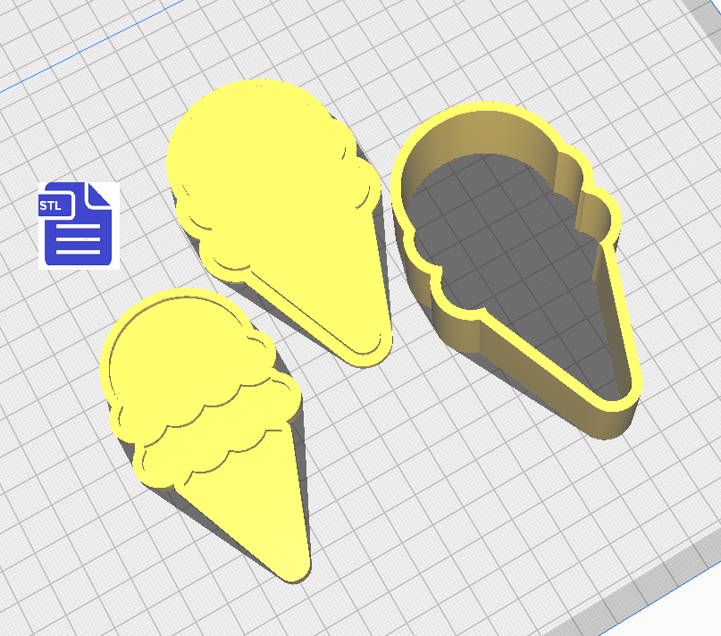 3pc Double Scoop Ice Cream Cone Bath Bomb Mold STL File - for 3D printing - FILE ONLY - The Crafts and Glitter Shop