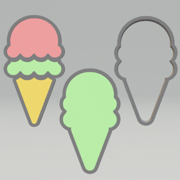 3pc Double Scoop Ice Cream Cone Bath Bomb Mold STL File - for 3D printing - FILE ONLY - The Crafts and Glitter Shop
