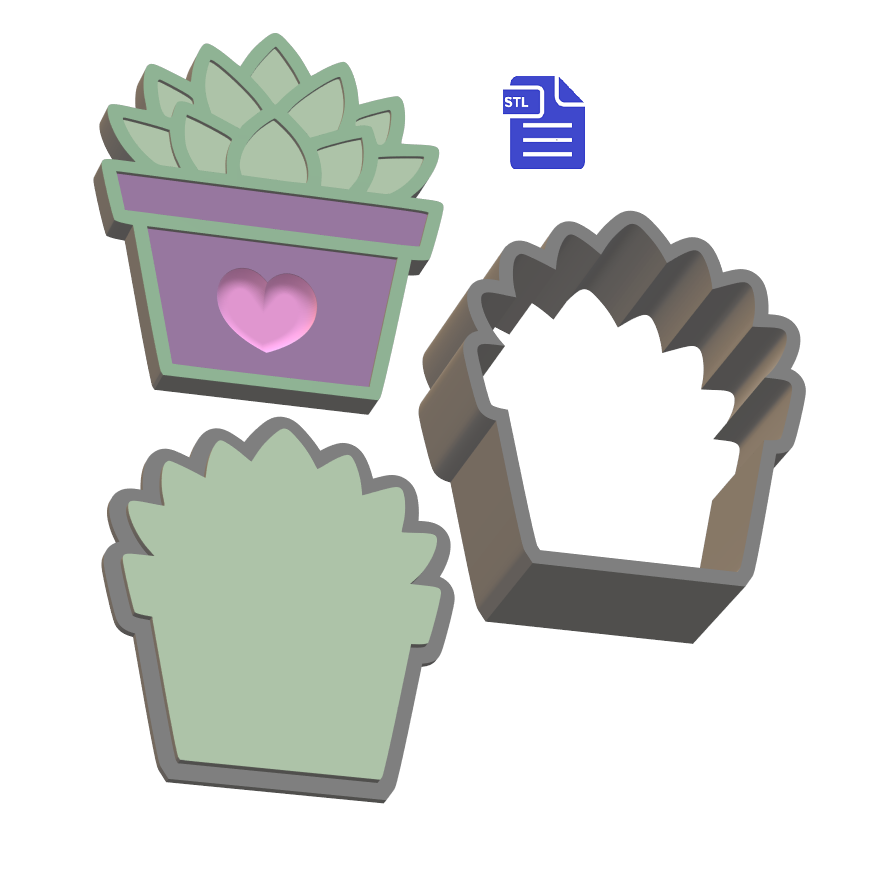 3pc Succulent Bath Bomb Mold STL File - for 3D printing - FILE ONLY - The Crafts and Glitter Shop
