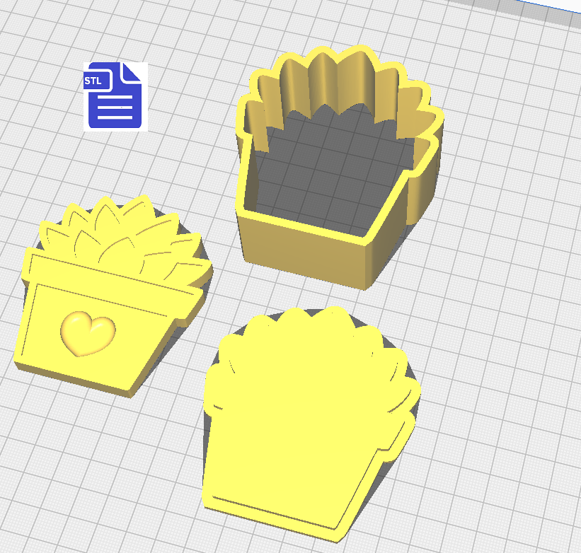 3pc Succulent Bath Bomb Mold STL File - for 3D printing - FILE ONLY - The Crafts and Glitter Shop