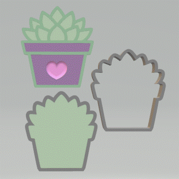 3pc Succulent Bath Bomb Mold STL File - for 3D printing - FILE ONLY - The Crafts and Glitter Shop