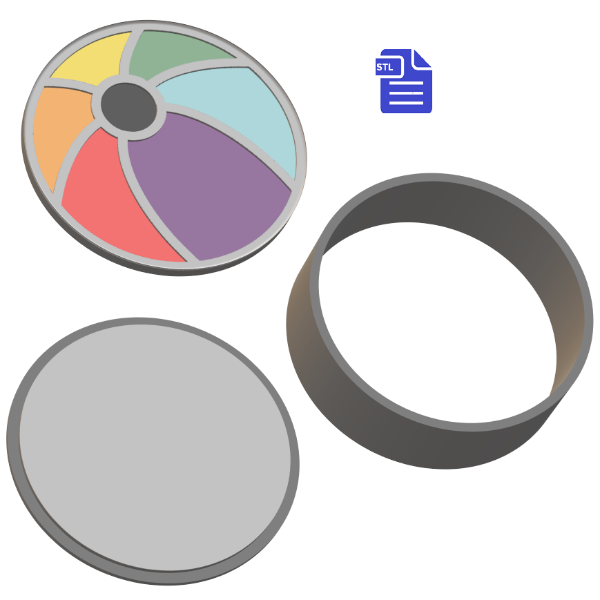 3pc Beach Ball Bath Bomb Mold STL File - for 3D printing - FILE ONLY - The Crafts and Glitter Shop