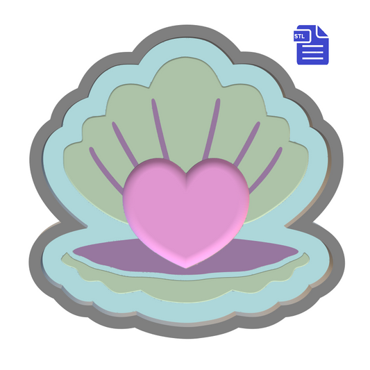 1pc Heart Pearl Seashell Bath Bomb Mold STL File - for 3D printing - FILE ONLY