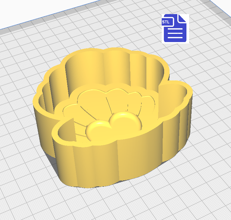 1pc Heart Pearl Seashell Bath Bomb Mold STL File - for 3D printing - FILE ONLY