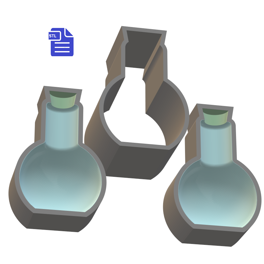 3pc 3D Potion Jar Bath Bomb Mold STL File - for 3D printing - FILE ONLY - The Crafts and Glitter Shop