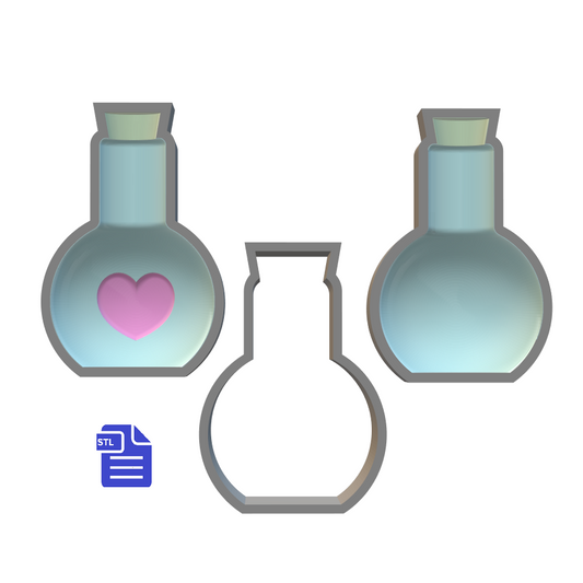 3pc 3D Love Potion Bath Bomb Mold STL File - for 3D printing - FILE ONLY - The Crafts and Glitter Shop
