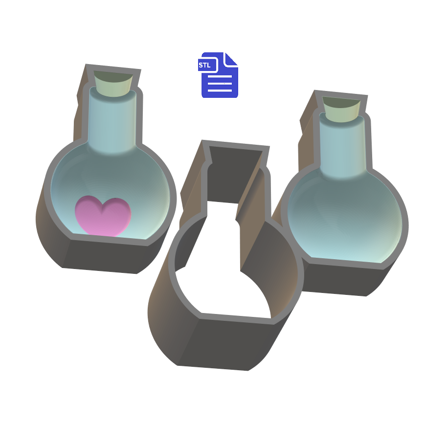 3pc 3D Love Potion Bath Bomb Mold STL File - for 3D printing - FILE ONLY - The Crafts and Glitter Shop