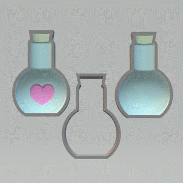 3pc 3D Love Potion Bath Bomb Mold STL File - for 3D printing - FILE ONLY - The Crafts and Glitter Shop