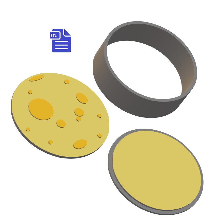 3pc Full Moon Bath Bomb Mold STL File - for 3D printing - FILE ONLY - The Crafts and Glitter Shop