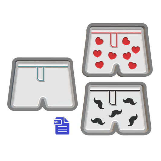 1pc Boxer Shorts Bath Bomb Mold STL File - for 3D printing - FILE ONLY - 3 designs included