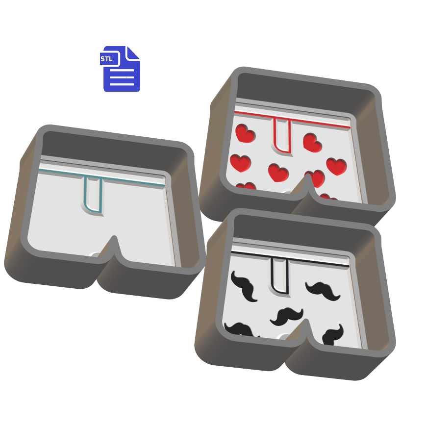 1pc Boxer Shorts Bath Bomb Mold STL File - for 3D printing - FILE ONLY - 3 designs included