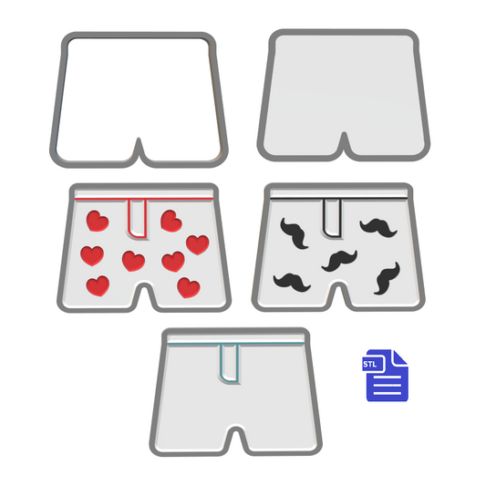 3in1 3pc Boxer Shorts Bath Bomb Mold STL File - for 3D printing - FILE ONLY - 3 in 1 design - The Crafts and Glitter Shop