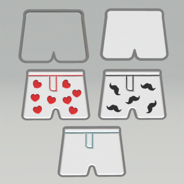 3in1 3pc Boxer Shorts Bath Bomb Mold STL File - for 3D printing - FILE ONLY - 3 in 1 design - The Crafts and Glitter Shop