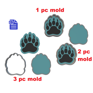 1pc + 2pc + 3pc Bear Paw Bath Bomb Mold STL File - for 3D printing - FILE ONLY