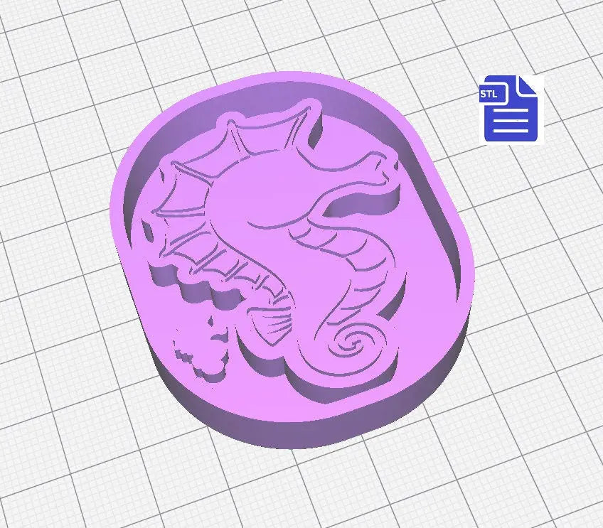 Seahorse Silicone Mold Housing STL File - for 3D printing - FILE ONLY - for making your own silicone molds - diy freshies mold