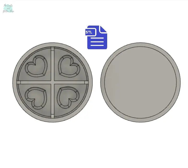 Self Care Snap Bar Mold STL File - for 3D printing - FILE ONLY - Hearts Snap Bar Bath Bomb Mold - Shower Steamer Mould - Bath Bomb Press - The Crafts and Glitter Shop