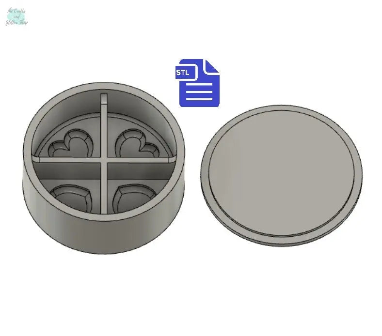 Self Care Snap Bar Mold STL File - for 3D printing - FILE ONLY - Hearts Snap Bar Bath Bomb Mold - Shower Steamer Mould - Bath Bomb Press - The Crafts and Glitter Shop