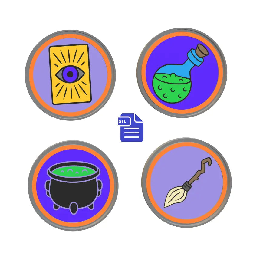 Set of 4 Halloween Coasters Silicone Mold Housing STL File - for 3D printing - FILE ONLY - with tray to make your own silicone molds - The Crafts and Glitter Shop