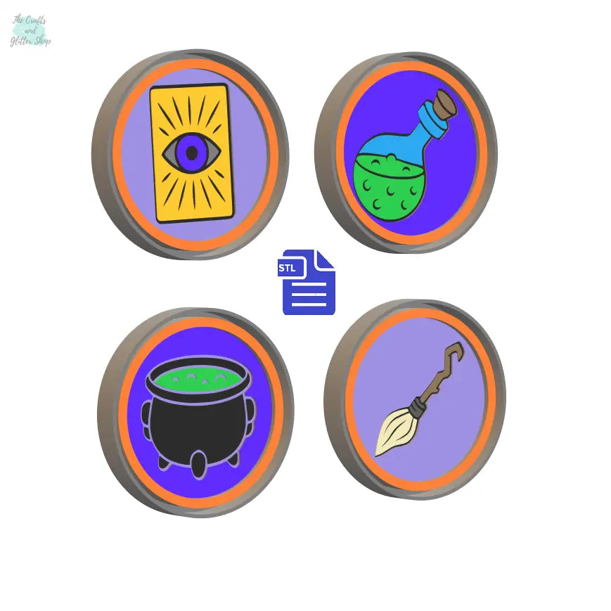 Set of 4 Halloween Coasters Silicone Mold Housing STL File - for 3D printing - FILE ONLY - with tray to make your own silicone molds - The Crafts and Glitter Shop