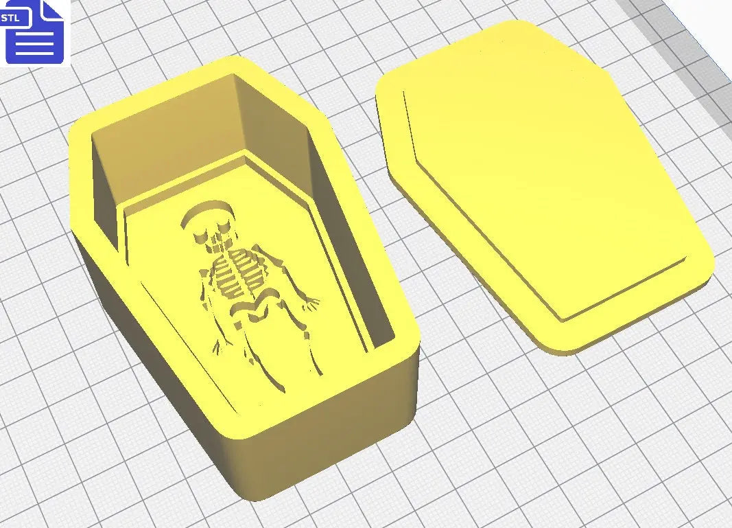 Skeleton Coffin Bath Bomb Mold STL File - for 3D printing - FILE ONLY - Bath Bomb Press Mould Shower Steamer - The Crafts and Glitter Shop