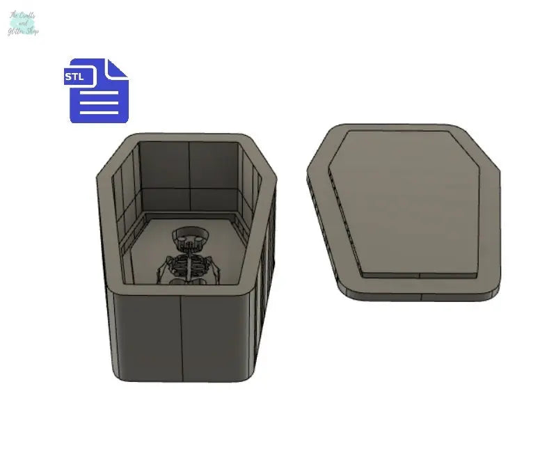 Skeleton Coffin Bath Bomb Mold STL File - for 3D printing - FILE ONLY - Bath Bomb Press Mould Shower Steamer - The Crafts and Glitter Shop