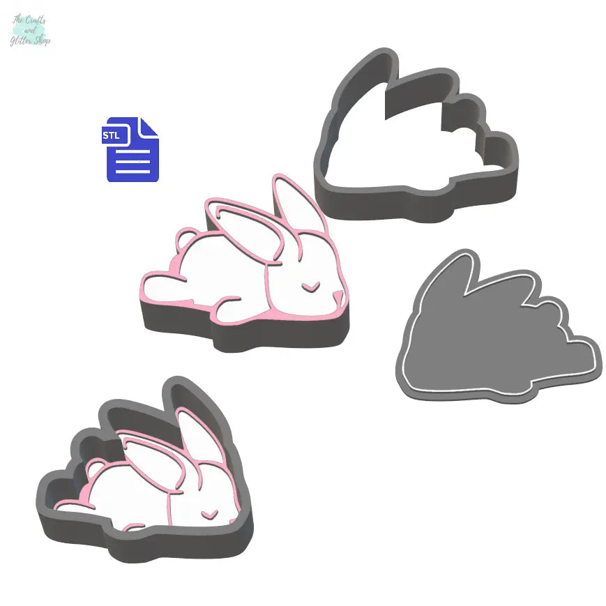 Sleepy Bunny Bath Bomb Mold STL File - for 3D printing - FILE ONLY - The Crafts and Glitter Shop
