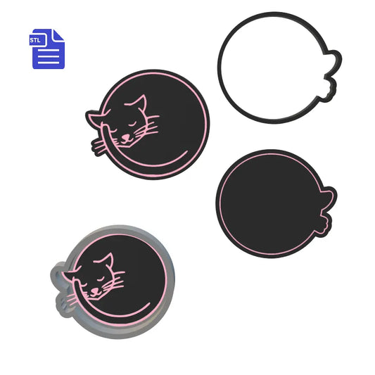 Sleepy Cat Bath Bomb Mold STL File - for 3D printing - FILE ONLY - The Crafts and Glitter Shop