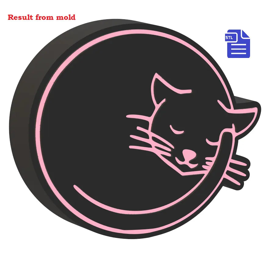 Sleepy Cat Bath Bomb Mold STL File - for 3D printing - FILE ONLY - The Crafts and Glitter Shop