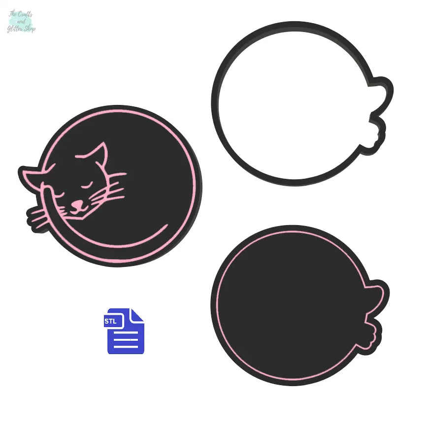 Sleepy Cat Bath Bomb Mold STL File - for 3D printing - FILE ONLY - The Crafts and Glitter Shop