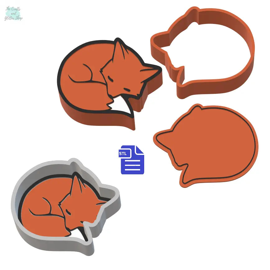 Sleepy Fox Bath Bomb Mold STL File - for 3D printing - FILE ONLY - The Crafts and Glitter Shop