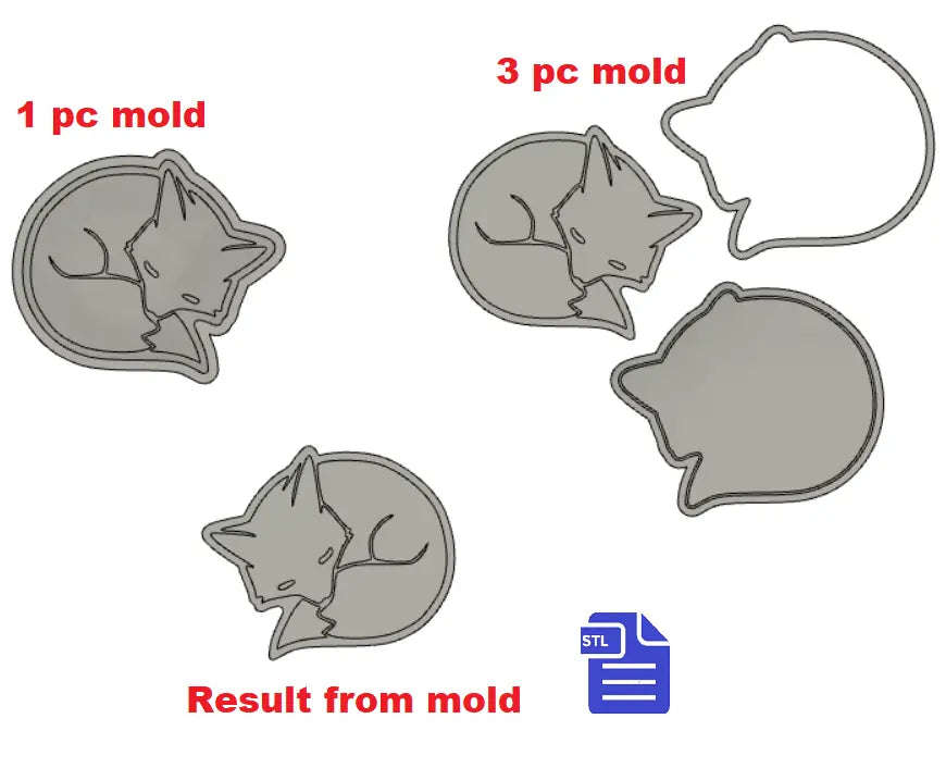 Sleepy Fox Bath Bomb Mold STL File - for 3D printing - FILE ONLY - The Crafts and Glitter Shop