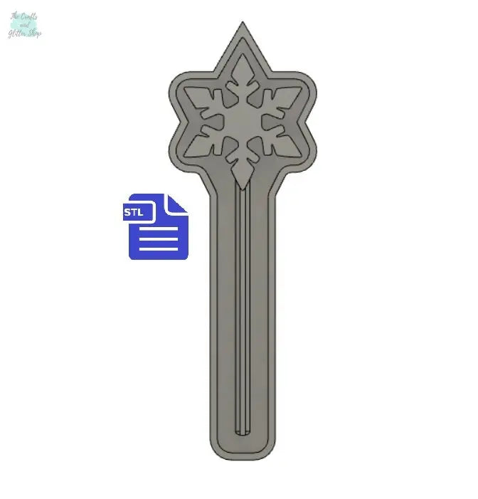 Snowflake scepter STL File - for 3D printing - FILE ONLY - tray included to make silicone molds - diy freshies mold