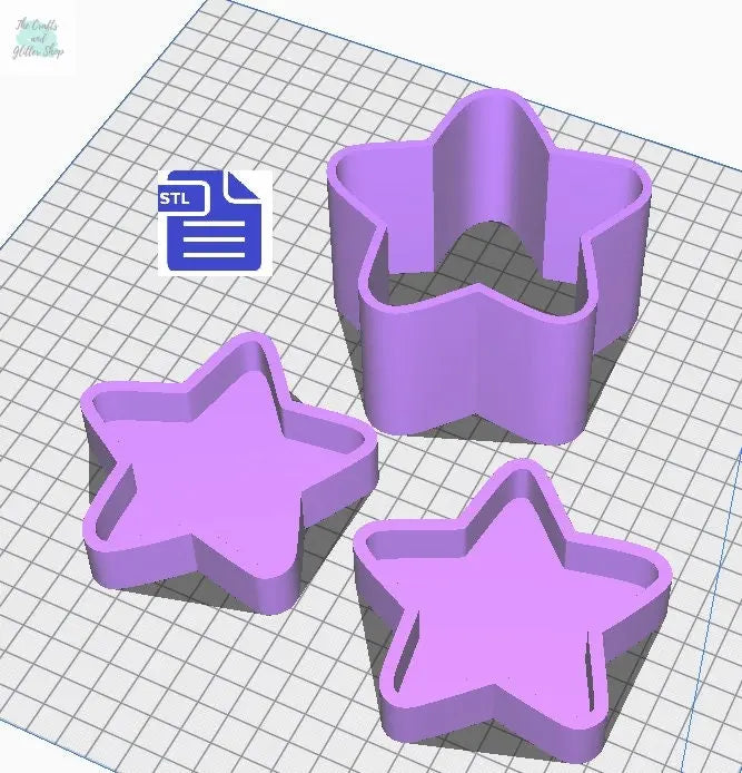 Star Bath Bomb Mold STL File - for 3D printing - FILE ONLY - 3 pieces Star Bath Bomb Press Mould - Shower Steamer Shampoo Bar Fizzies - The Crafts and Glitter Shop