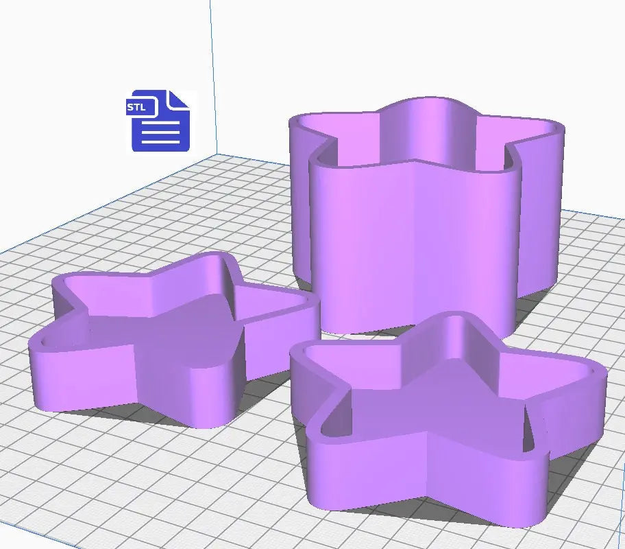 Star Bath Bomb Mold STL File - for 3D printing - FILE ONLY - 3 pieces Star Bath Bomb Press Mould - Shower Steamer Shampoo Bar Fizzies