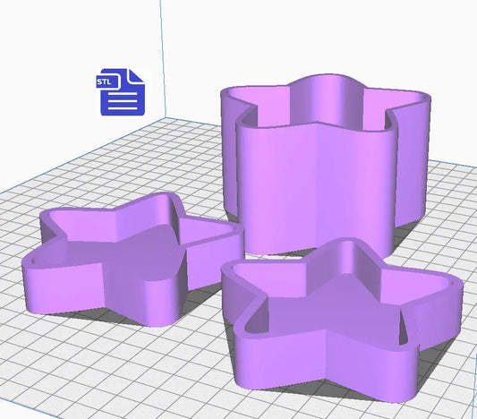 Star Bath Bomb Mold STL File - for 3D printing - FILE ONLY - 3 pieces Star Bath Bomb Press Mould - Shower Steamer Shampoo Bar Fizzies