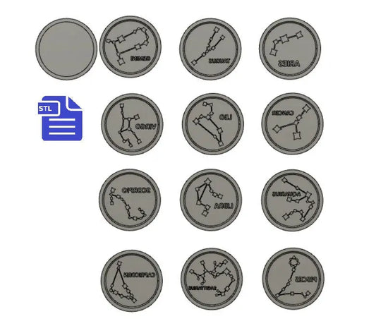 Star Sign Constellations Bath Bomb Mold STL File - for 3D printing - FILE ONLY - Zodiac Bath Bomb Press - Shower Press Circle Disc Bar Mould - The Crafts and Glitter Shop