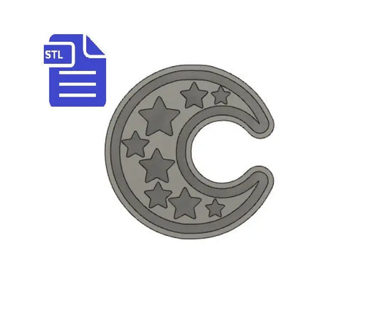 Stars Crescent Moon STL File - for 3D printing - FILE ONLY - with tray included ready for silicone mold making - diy freshies mold - The Crafts and Glitter Shop