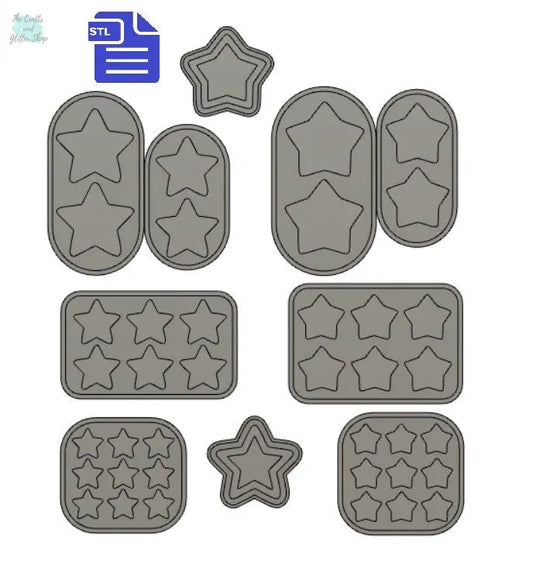 Stars set STL File - for 3D printing - FILE ONLY - includes shaker - all come with with tray to make silicone molds - diy freshies mold - The Crafts and Glitter Shop