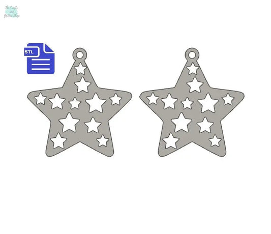 Stars with hoop STL File - for 3D printing - FILE ONLY - The Crafts and Glitter Shop