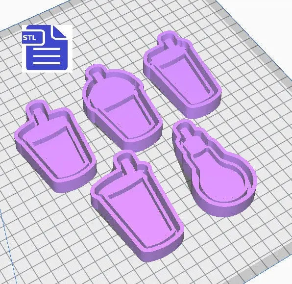 Straw Cup Shaker with Mold Housing STL File - for 3D printing - FILE ONLY - each design has an inbuilt tray to make your own silicone molds